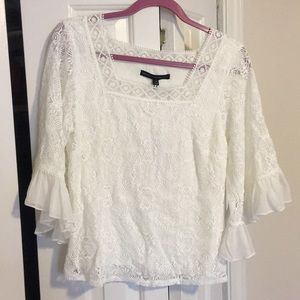 Lacy White House Black Market white blouse